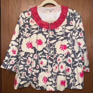 Nanette Lepore Floral Crop Blazer Beading Detail